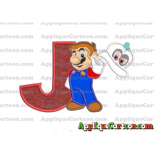 Super Mario Odyssey With Cappy Hat Applique 02 Embroidery Design With Alphabet J
