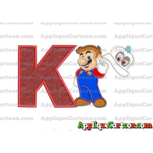 Super Mario Odyssey With Cappy Hat Applique 02 Embroidery Design With Alphabet K