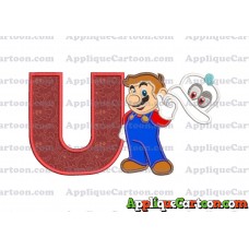 Super Mario Odyssey With Cappy Hat Applique 02 Embroidery Design With Alphabet U