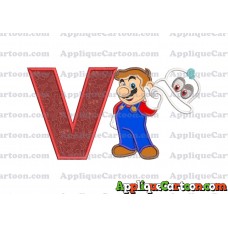 Super Mario Odyssey With Cappy Hat Applique 02 Embroidery Design With Alphabet V