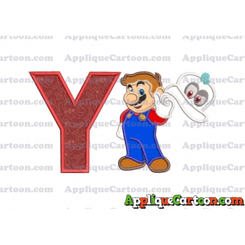 Super Mario Odyssey With Cappy Hat Applique 02 Embroidery Design With Alphabet Y