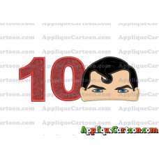 Superman Head Applique Embroidery Design Birthday Number 10