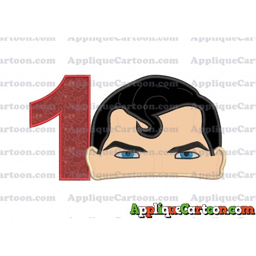 Superman Head Applique Embroidery Design Birthday Number 1