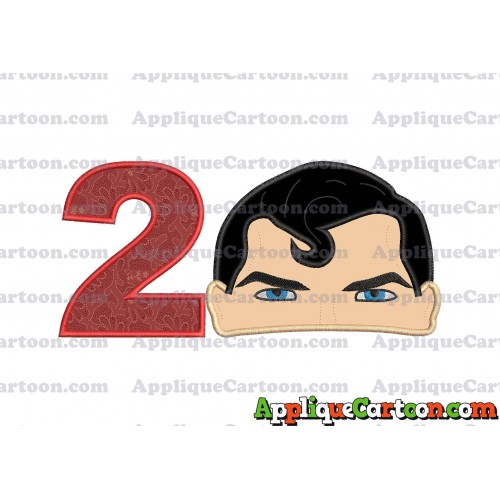 Superman Head Applique Embroidery Design Birthday Number 2