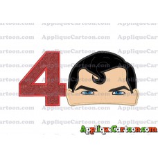 Superman Head Applique Embroidery Design Birthday Number 4