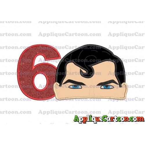 Superman Head Applique Embroidery Design Birthday Number 6