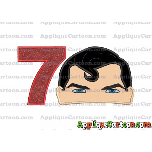 Superman Head Applique Embroidery Design Birthday Number 7