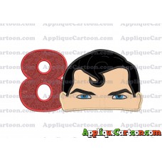 Superman Head Applique Embroidery Design Birthday Number 8