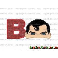 Superman Head Applique Embroidery Design With Alphabet B
