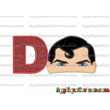 Superman Head Applique Embroidery Design With Alphabet D