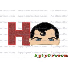 Superman Head Applique Embroidery Design With Alphabet H