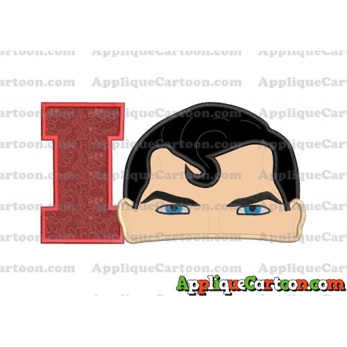 Superman Head Applique Embroidery Design With Alphabet I