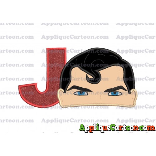 Superman Head Applique Embroidery Design With Alphabet J