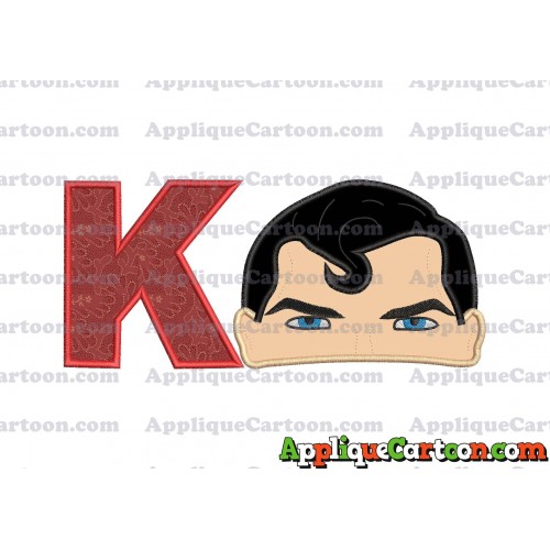 Superman Head Applique Embroidery Design With Alphabet K