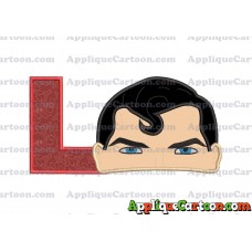 Superman Head Applique Embroidery Design With Alphabet L