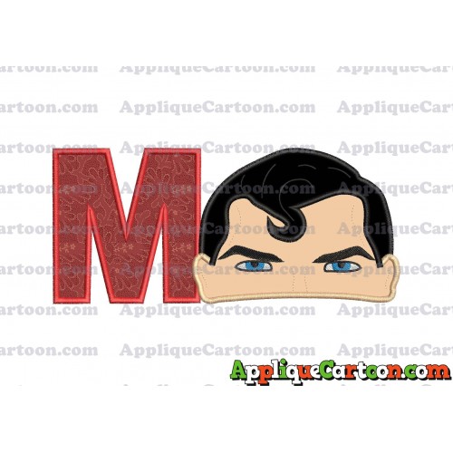 Superman Head Applique Embroidery Design With Alphabet M