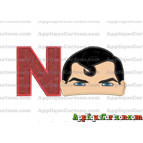 Superman Head Applique Embroidery Design With Alphabet N