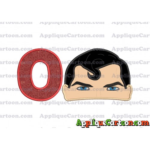 Superman Head Applique Embroidery Design With Alphabet O