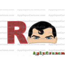 Superman Head Applique Embroidery Design With Alphabet R