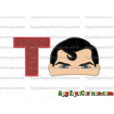 Superman Head Applique Embroidery Design With Alphabet T