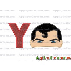 Superman Head Applique Embroidery Design With Alphabet Y