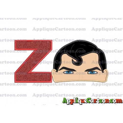Superman Head Applique Embroidery Design With Alphabet Z