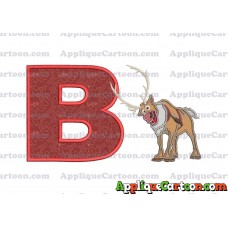 Sven Frozen Applique Design With Alphabet B