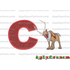Sven Frozen Applique Design With Alphabet C