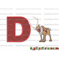 Sven Frozen Applique Design With Alphabet D