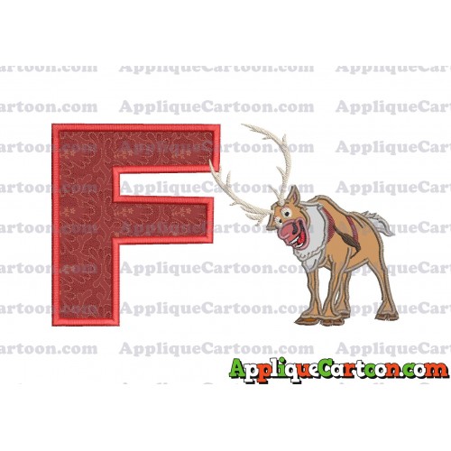 Sven Frozen Applique Design With Alphabet F