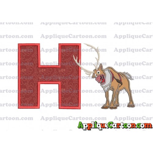 Sven Frozen Applique Design With Alphabet H