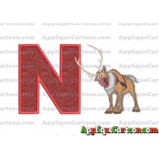 Sven Frozen Applique Design With Alphabet N