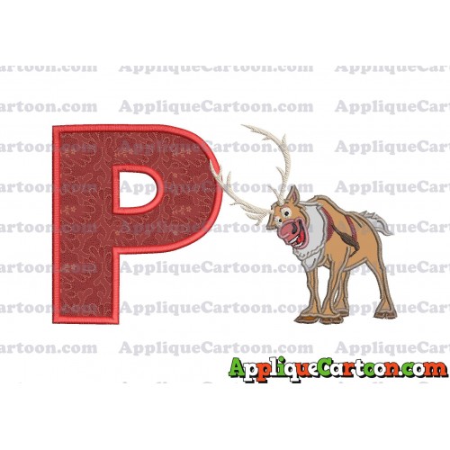 Sven Frozen Applique Design With Alphabet P
