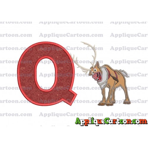 Sven Frozen Applique Design With Alphabet Q