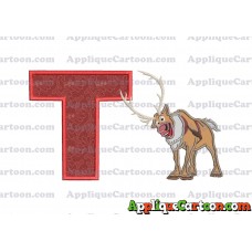 Sven Frozen Applique Design With Alphabet T