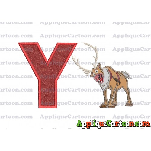 Sven Frozen Applique Design With Alphabet Y