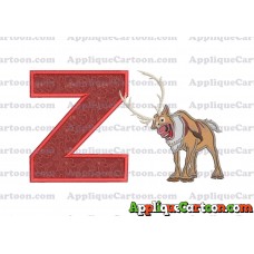 Sven Frozen Applique Design With Alphabet Z