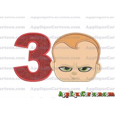 The Boss Baby Applique Embroidery Design Birthday Number 3