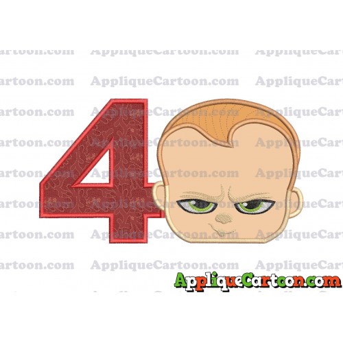 The Boss Baby Applique Embroidery Design Birthday Number 4