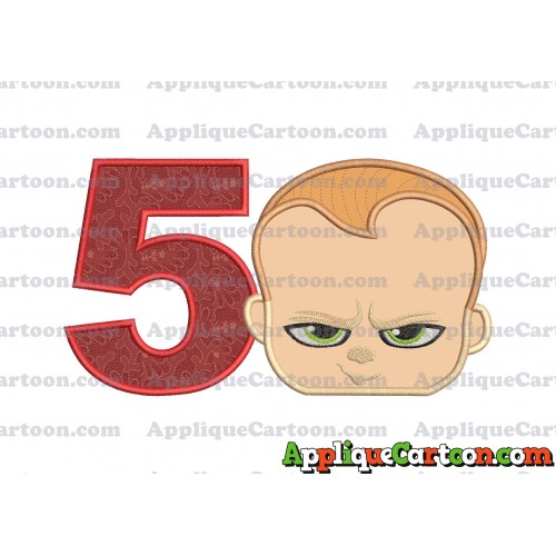 The Boss Baby Applique Embroidery Design Birthday Number 5