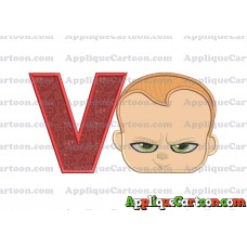 The Boss Baby Applique Embroidery Design With Alphabet V