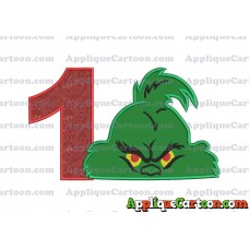 The Grinch Head Applique Embroidery Design Birthday Number 1