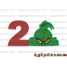 The Grinch Head Applique Embroidery Design Birthday Number 2