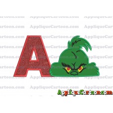 The Grinch Head Applique Embroidery Design With Alphabet A