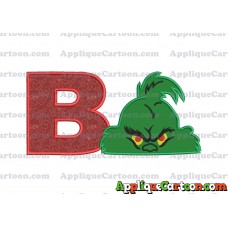 The Grinch Head Applique Embroidery Design With Alphabet B