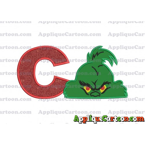 The Grinch Head Applique Embroidery Design With Alphabet C