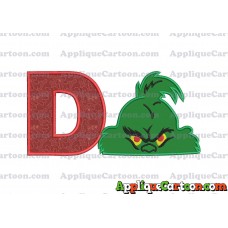 The Grinch Head Applique Embroidery Design With Alphabet D