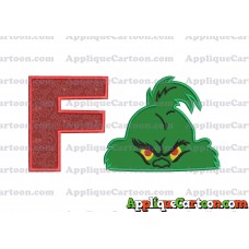 The Grinch Head Applique Embroidery Design With Alphabet F