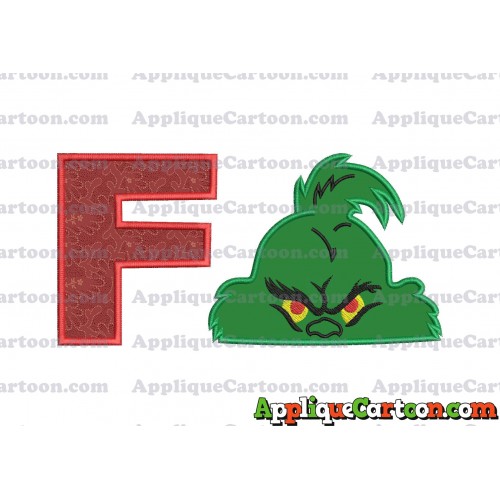 The Grinch Head Applique Embroidery Design With Alphabet F