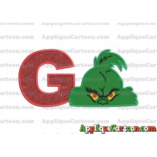 The Grinch Head Applique Embroidery Design With Alphabet G